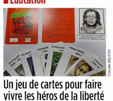 Article France-Antilles 16 avril 2026 projet élèves lycée Bertène Juminer jeu de cartes Les Résistants